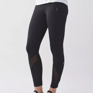 Lululemon Inspire Tight II Leggings Women's 4 Black Yoga Athletic Pull On Zipper